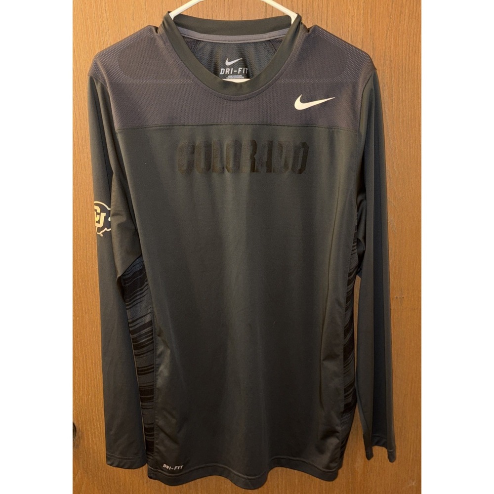 Men's Nike Dri-Fit CU Buffs Colorado Buffaloes Gray Long Sleeve Tee T-Shirt‎ XL